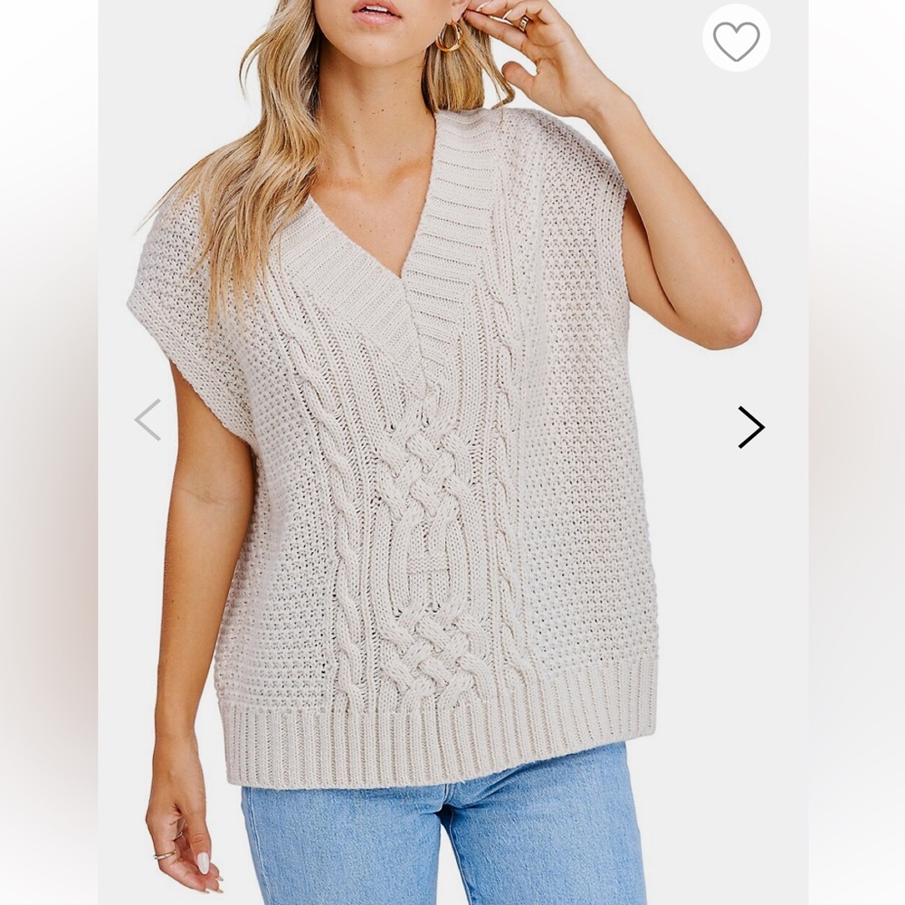 En Saison Cream Oversized Wool Sweater Vest - Size Small